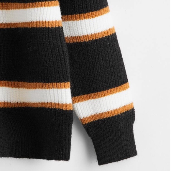 Shein XS Striped Mens Sweater Orange White Black - Picture 4 of 4